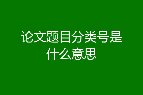 论文题目分类号是什么意思