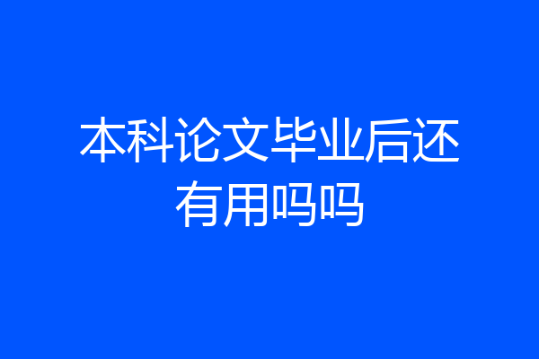 本科论文毕业后还有用吗吗