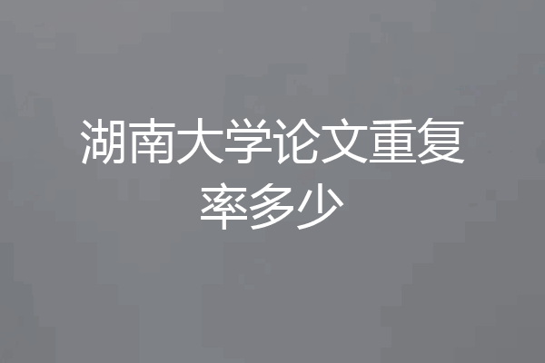 湖南大学论文重复率多少
