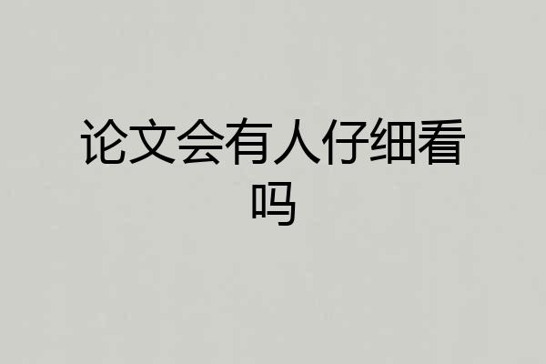 论文会有人仔细看吗