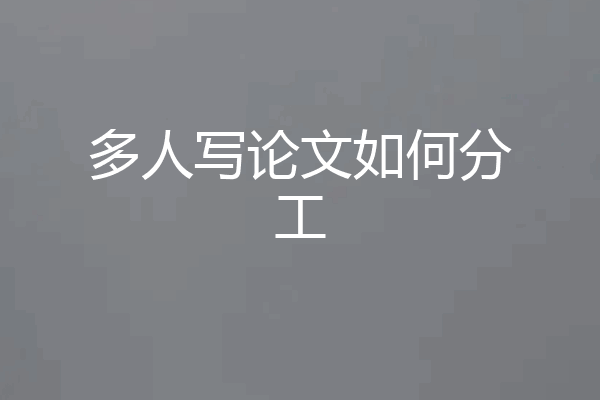 多人写论文如何分工