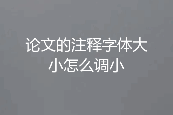 论文的注释字体大小怎么调小