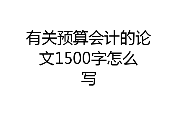 有关预算会计的论文1500字怎么写