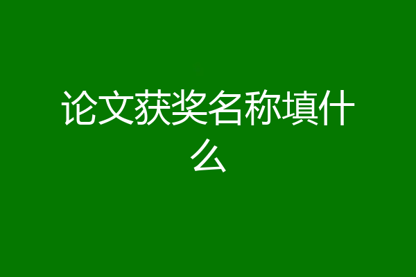 论文获奖名称填什么