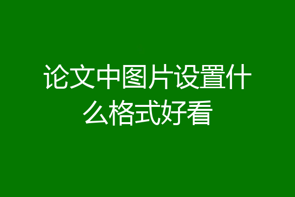 论文中图片设置什么格式好看