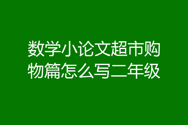 数学小论文超市购物篇怎么写二年级