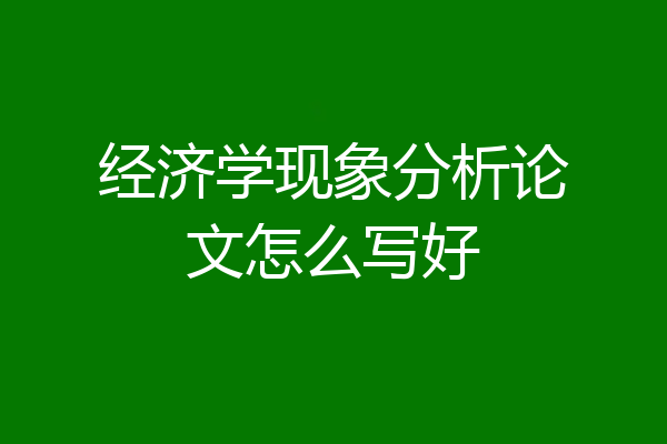 经济学现象分析论文怎么写好