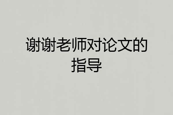 谢谢老师对论文的指导