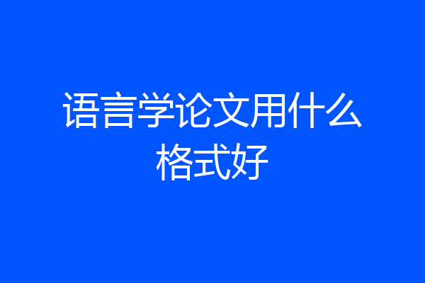 语言学论文用什么格式好