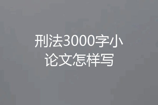 刑法3000字小论文怎样写
