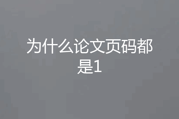 为什么论文页码都是1