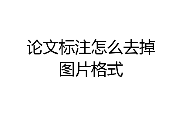 论文标注怎么去掉图片格式
