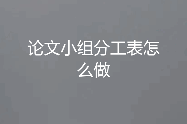 论文小组分工表怎么做