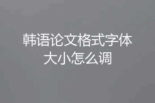 韩语论文格式字体大小怎么调