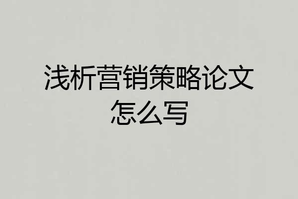 浅析营销策略论文怎么写