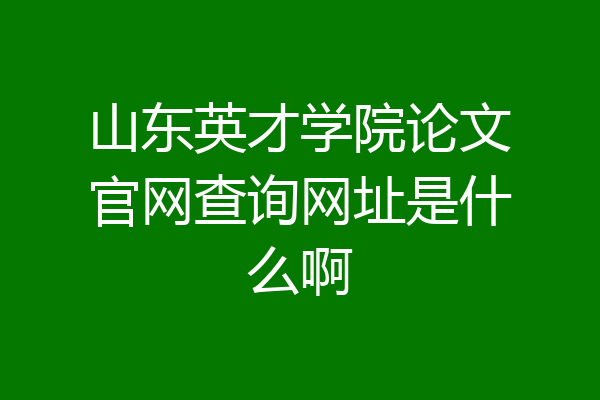山东英才学院论文官网查询网址是什么啊
