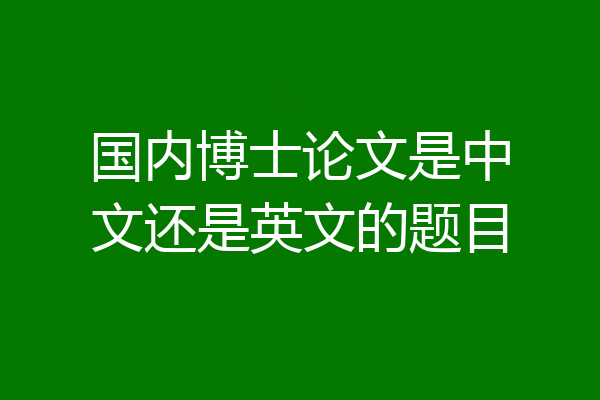 国内博士论文是中文还是英文的题目