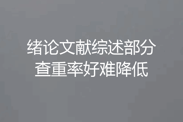绪论文献综述部分查重率好难降低