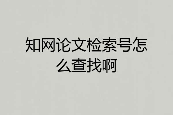 知网论文检索号怎么查找啊
