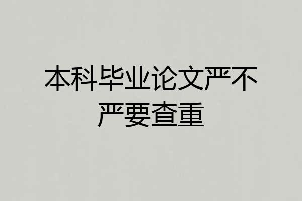 本科毕业论文严不严要查重