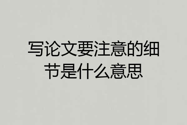 写论文要注意的细节是什么意思
