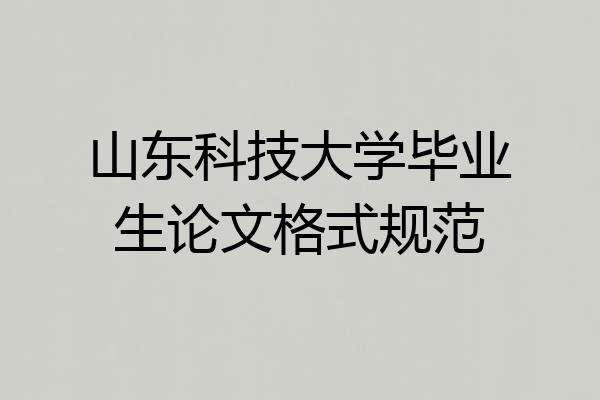 山东科技大学毕业生论文格式规范