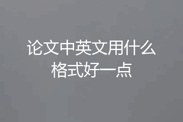 论文中英文用什么格式好一点
