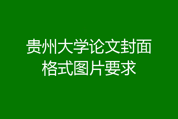 贵州大学论文封面格式图片要求
