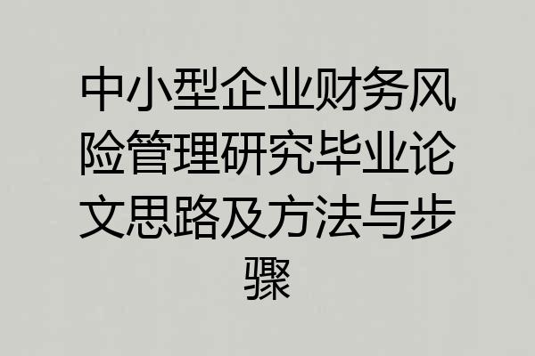 中小型企业财务风险管理研究毕业论文思路及方法与步骤