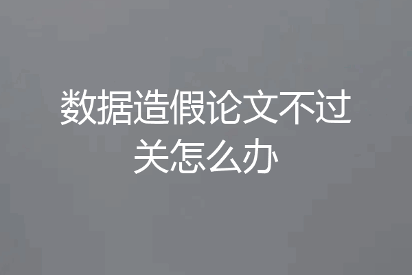 数据造假论文不过关怎么办