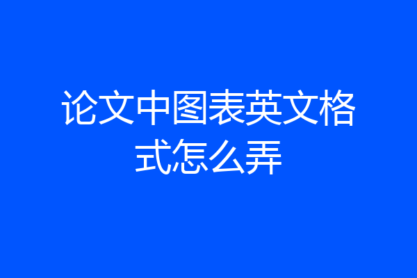 论文中图表英文格式怎么弄