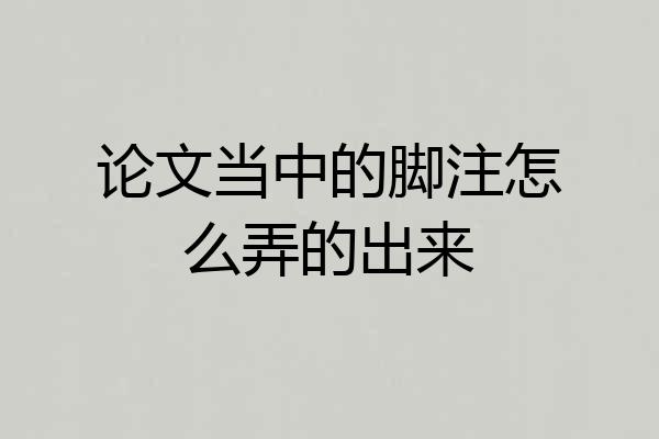 论文当中的脚注怎么弄的出来