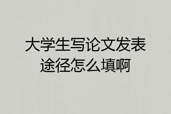 大学生写论文发表途径怎么填啊