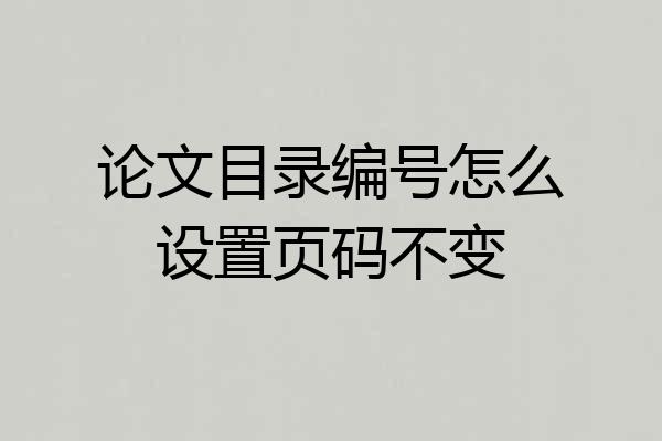 论文目录编号怎么设置页码不变