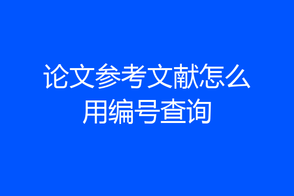 论文参考文献怎么用编号查询