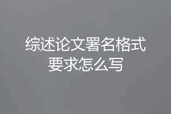 综述论文署名格式要求怎么写