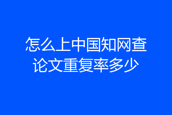 怎么上中国知网查论文重复率多少