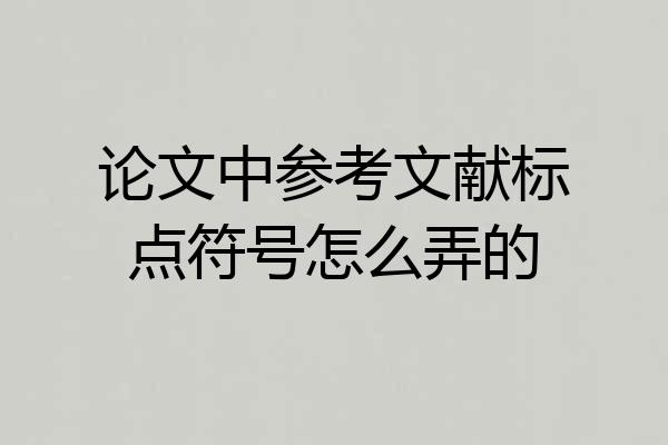 论文中参考文献标点符号怎么弄的