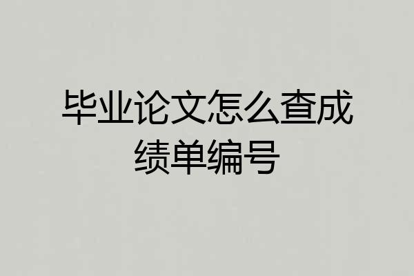 毕业论文怎么查成绩单编号