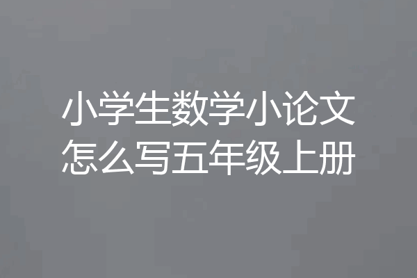 小学生数学小论文怎么写五年级上册