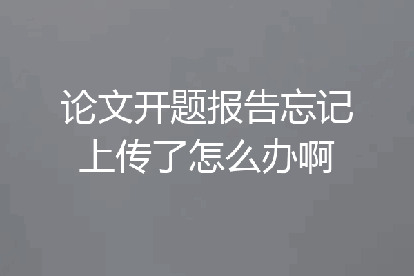 论文开题报告忘记上传了怎么办啊