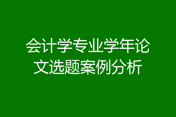 会计学专业学年论文选题案例分析