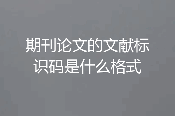 期刊论文的文献标识码是什么格式