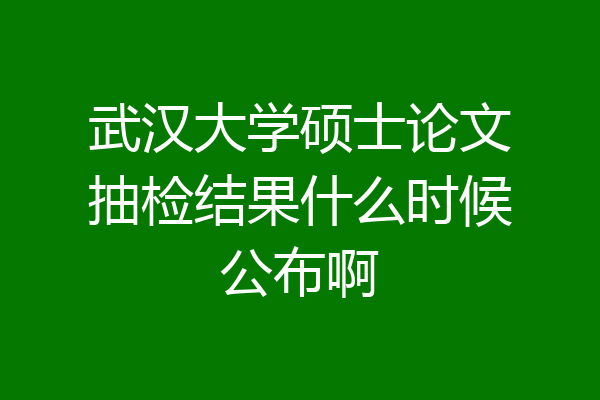 武汉大学硕士论文抽检结果什么时候公布啊