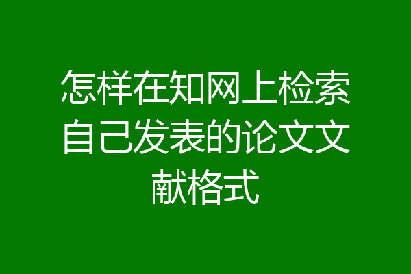 怎样在知网上检索自己发表的论文文献格式