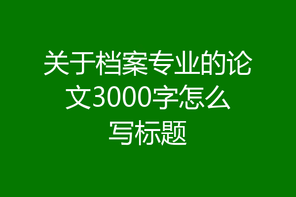 关于档案专业的论文3000字怎么写标题