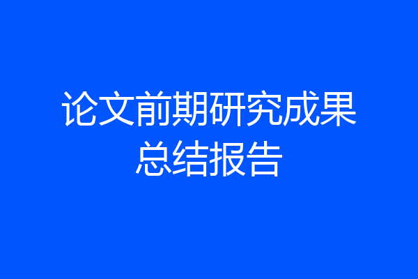 论文前期研究成果总结报告