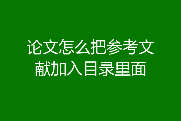 论文怎么把参考文献加入目录里面