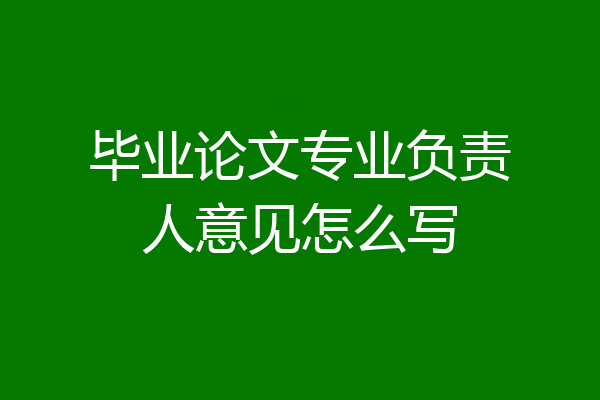 毕业论文专业负责人意见怎么写