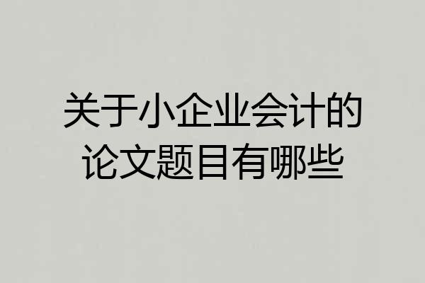 关于小企业会计的论文题目有哪些